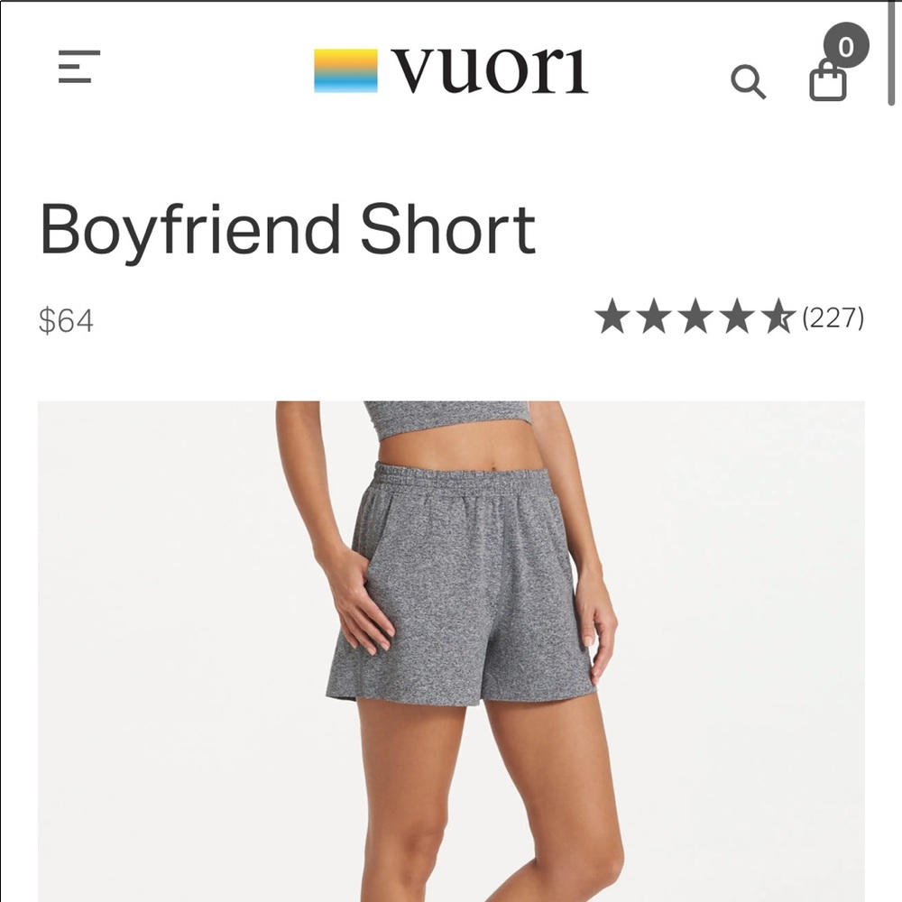 NWT Vuori Boyfriend Short in Heather Gray